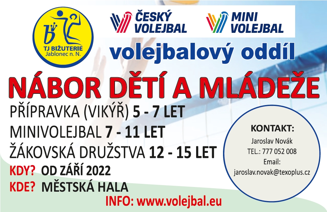 Nábor TJ Bižuterie Volejbal